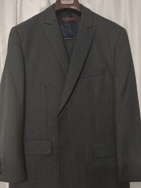Men's Dark Charcoal 3 Piece Pinstripe Suit